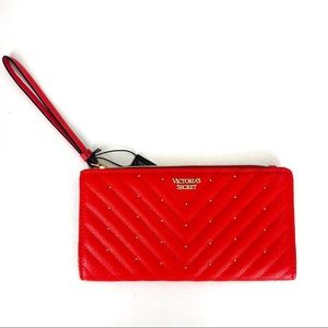 Victoria's Secret Red V-Quilt Studded Wallet